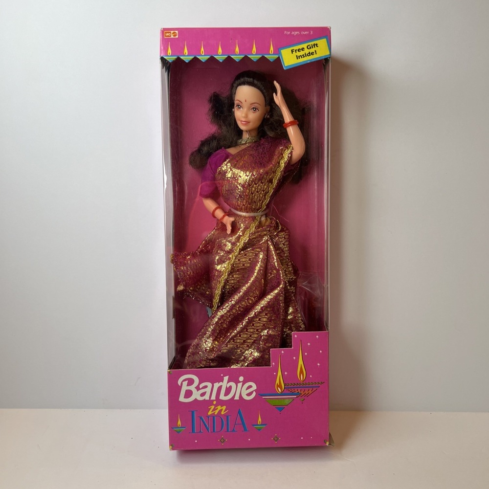 1993 Barbie in India Purple Gold Sari Mattel India Foreign Issue NIB Vintage